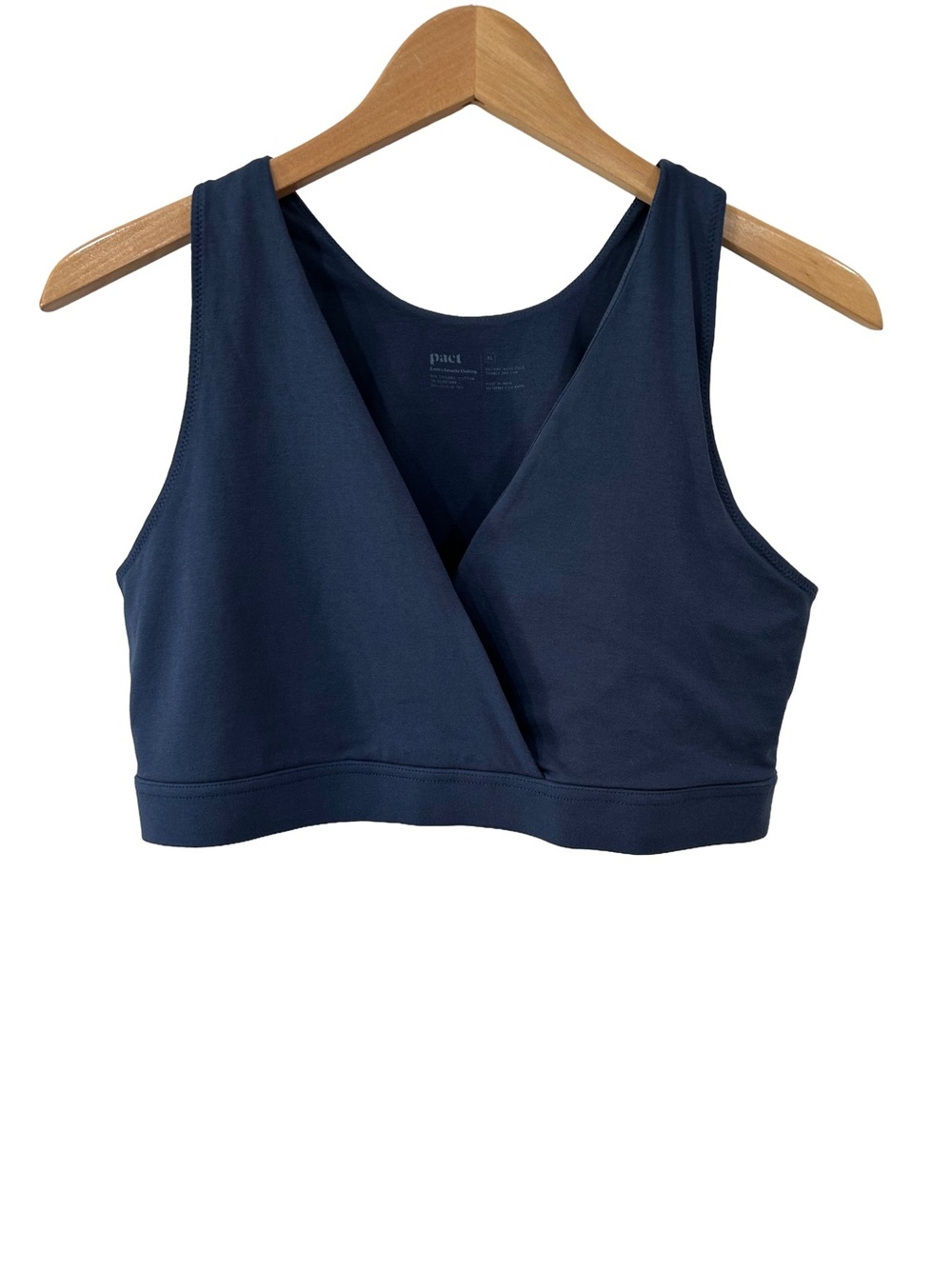 Pact Organic cotton nursing bralette bra XL navy blue wireless NWOT